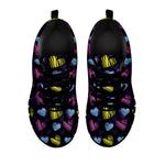 Graffiti Heart Pattern Print Black Sneakers