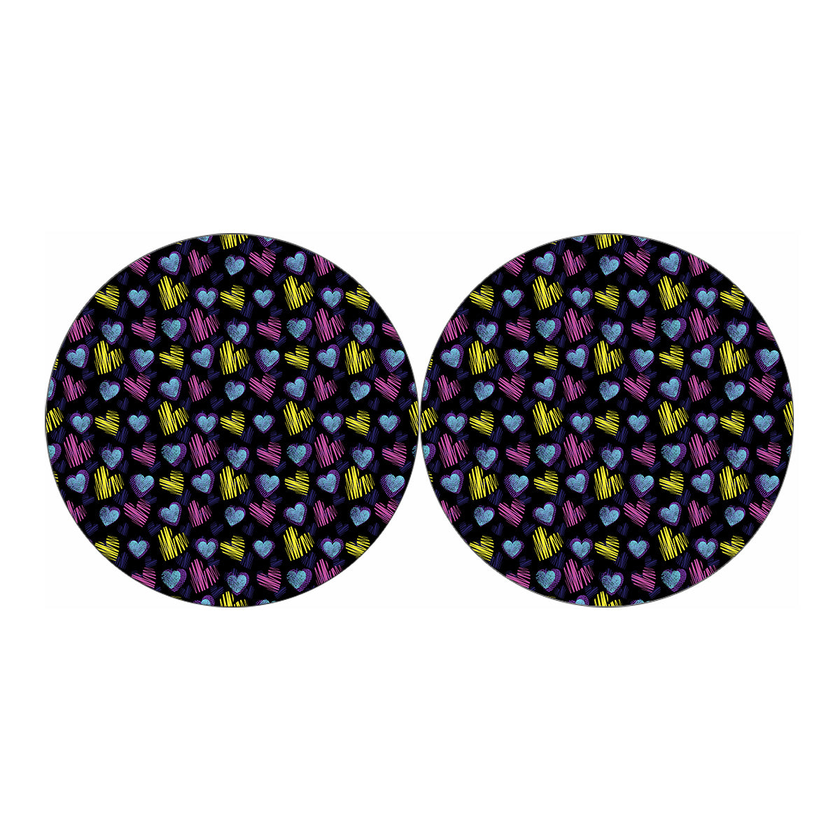 Graffiti Heart Pattern Print Car Coasters