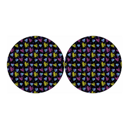 Graffiti Heart Pattern Print Car Coasters