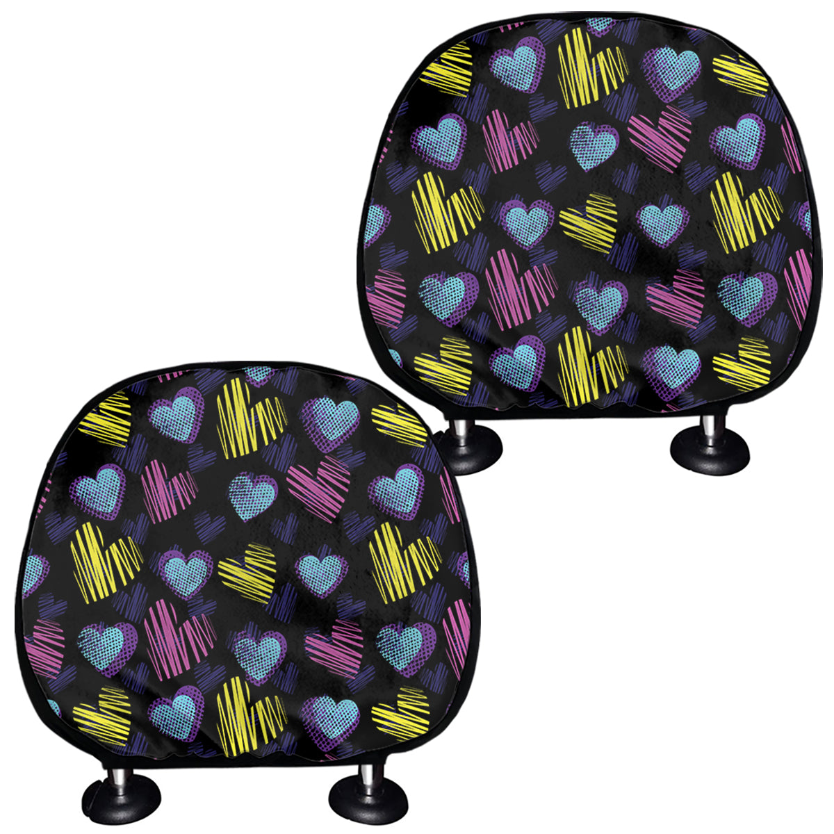 Graffiti Heart Pattern Print Car Headrest Covers