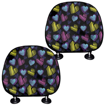 Graffiti Heart Pattern Print Car Headrest Covers