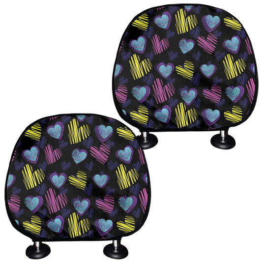 Graffiti Heart Pattern Print Car Headrest Covers