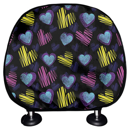 Graffiti Heart Pattern Print Car Headrest Covers