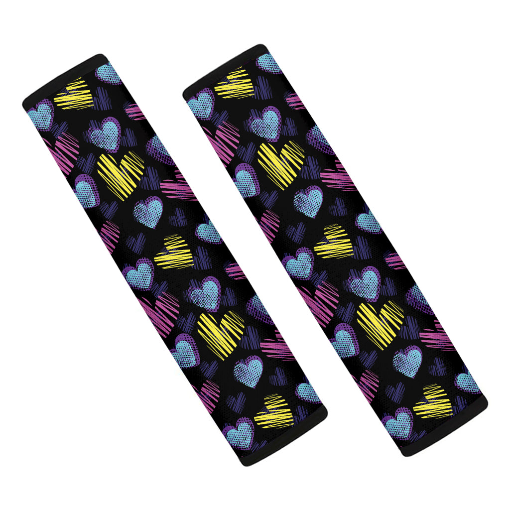 Graffiti Heart Pattern Print Car Seat Belt Covers