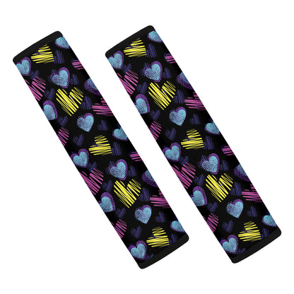 Graffiti Heart Pattern Print Car Seat Belt Covers