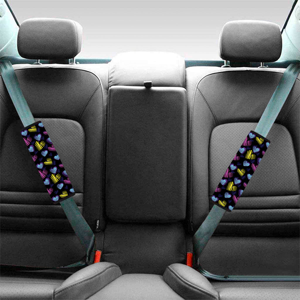 Graffiti Heart Pattern Print Car Seat Belt Covers