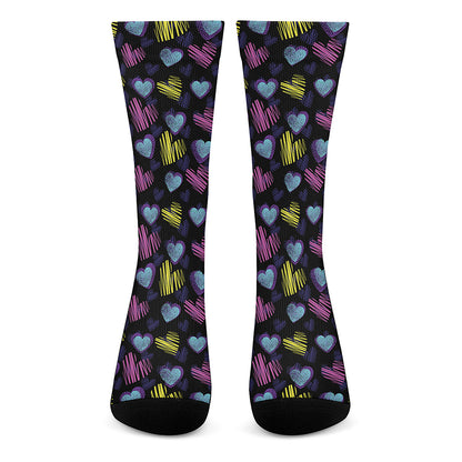 Graffiti Heart Pattern Print Crew Socks