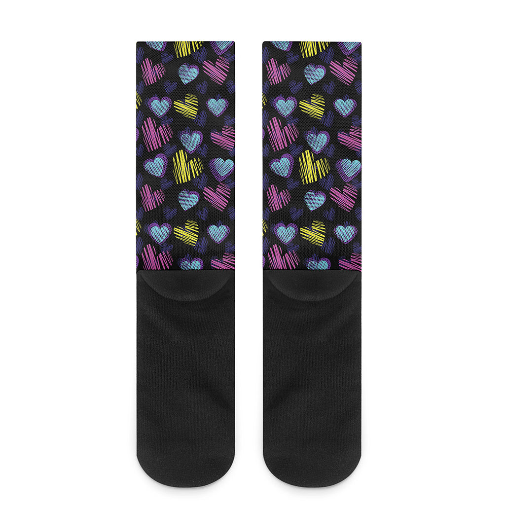 Graffiti Heart Pattern Print Crew Socks