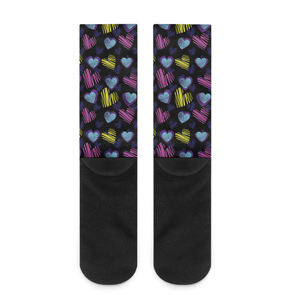 Graffiti Heart Pattern Print Crew Socks