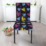 Graffiti Heart Pattern Print Dining Chair Slipcover