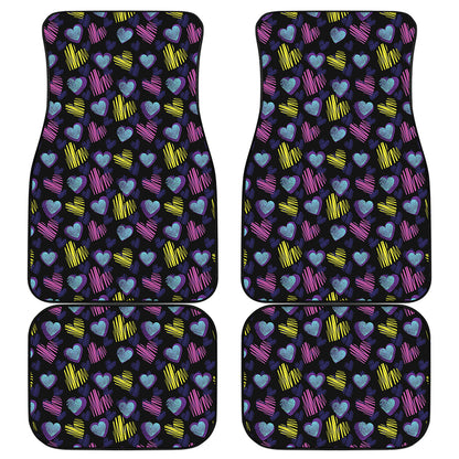 Graffiti Heart Pattern Print Front and Back Car Floor Mats