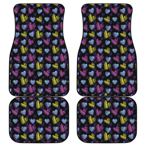 Graffiti Heart Pattern Print Front and Back Car Floor Mats