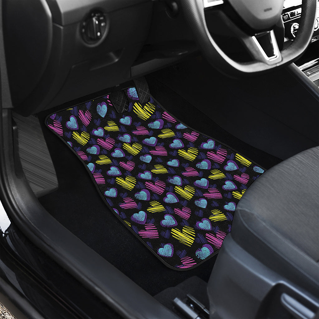 Graffiti Heart Pattern Print Front and Back Car Floor Mats