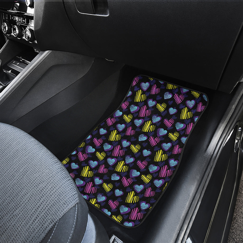 Graffiti Heart Pattern Print Front and Back Car Floor Mats