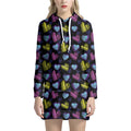 Graffiti Heart Pattern Print Pullover Hoodie Dress