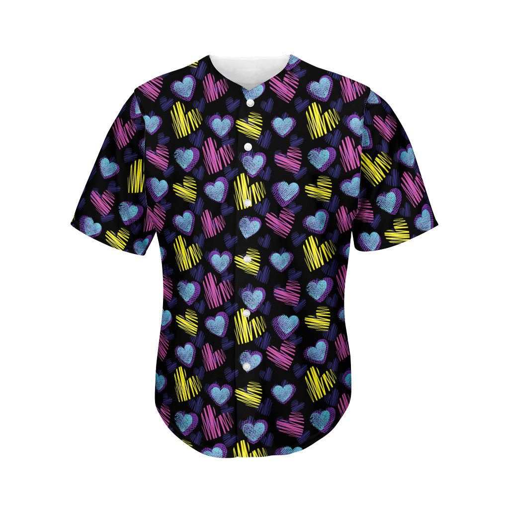 Graffiti Heart Pattern Print Men's Baseball Jersey