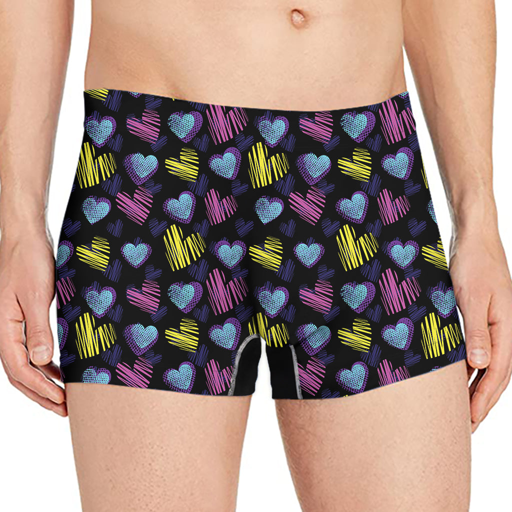 Graffiti Heart Pattern Print Men's Boxer Briefs