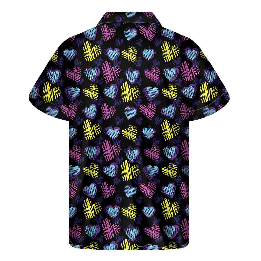 Graffiti Heart Pattern Print Men's Short Sleeve Shirt