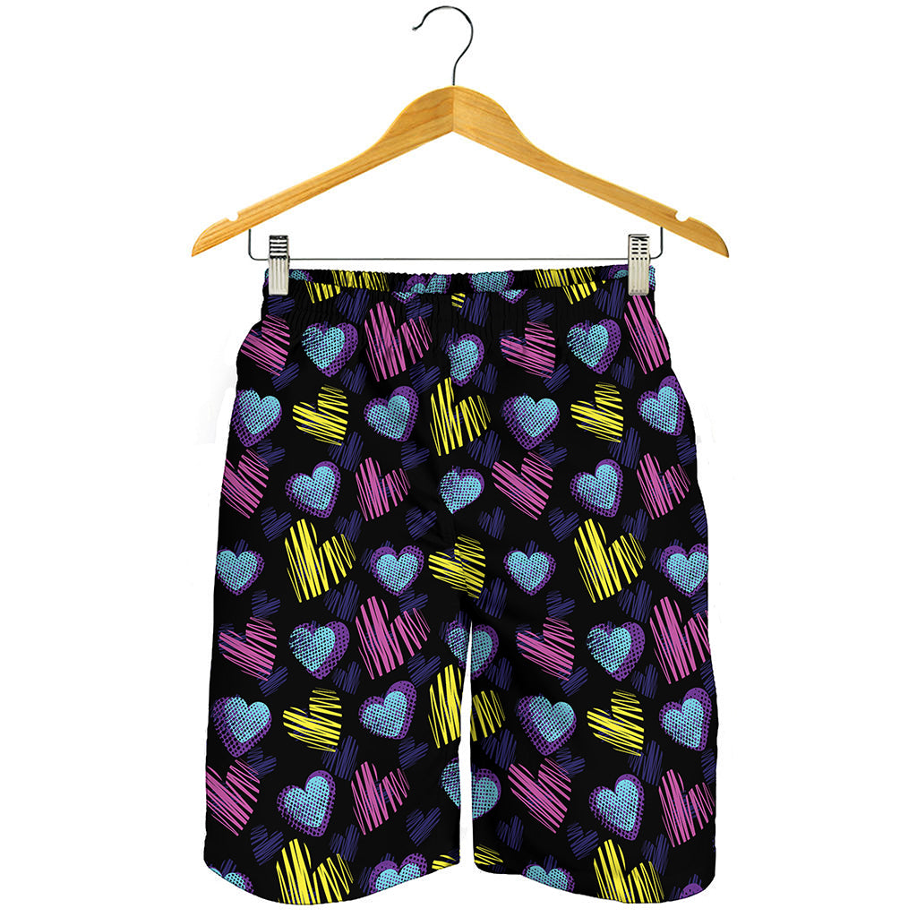 Graffiti Heart Pattern Print Men's Shorts