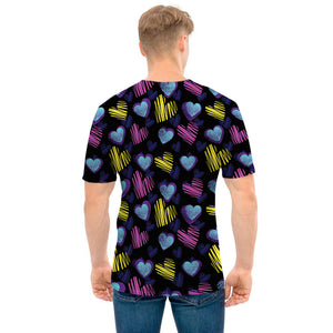 Graffiti Heart Pattern Print Men's T-Shirt