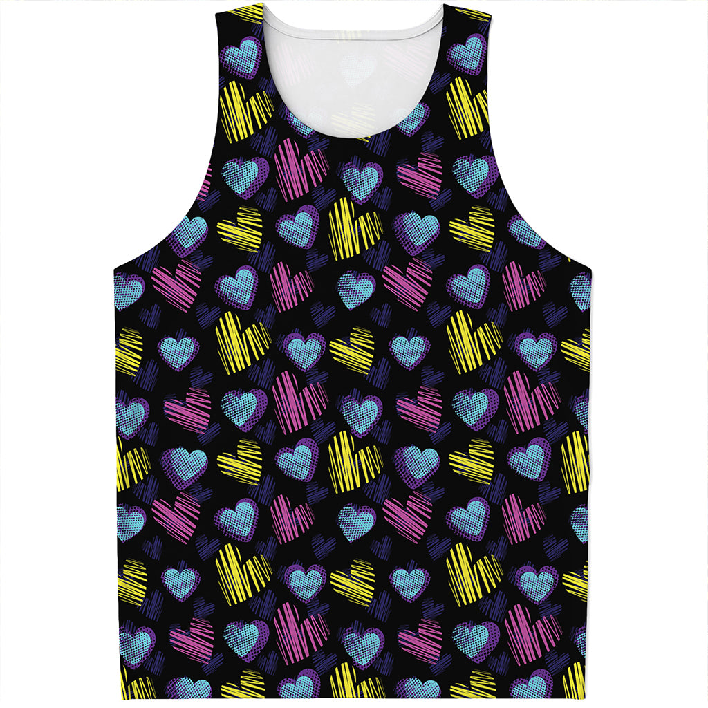 Graffiti Heart Pattern Print Men's Tank Top