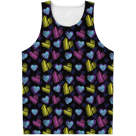 Graffiti Heart Pattern Print Men's Tank Top