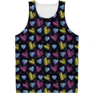 Graffiti Heart Pattern Print Men's Tank Top