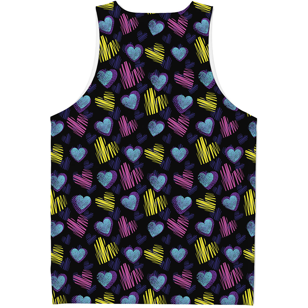 Graffiti Heart Pattern Print Men's Tank Top