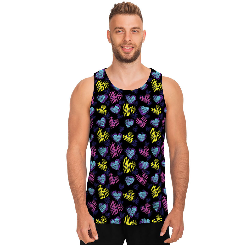 Graffiti Heart Pattern Print Men's Tank Top