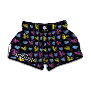 Graffiti Heart Pattern Print Muay Thai Boxing Shorts