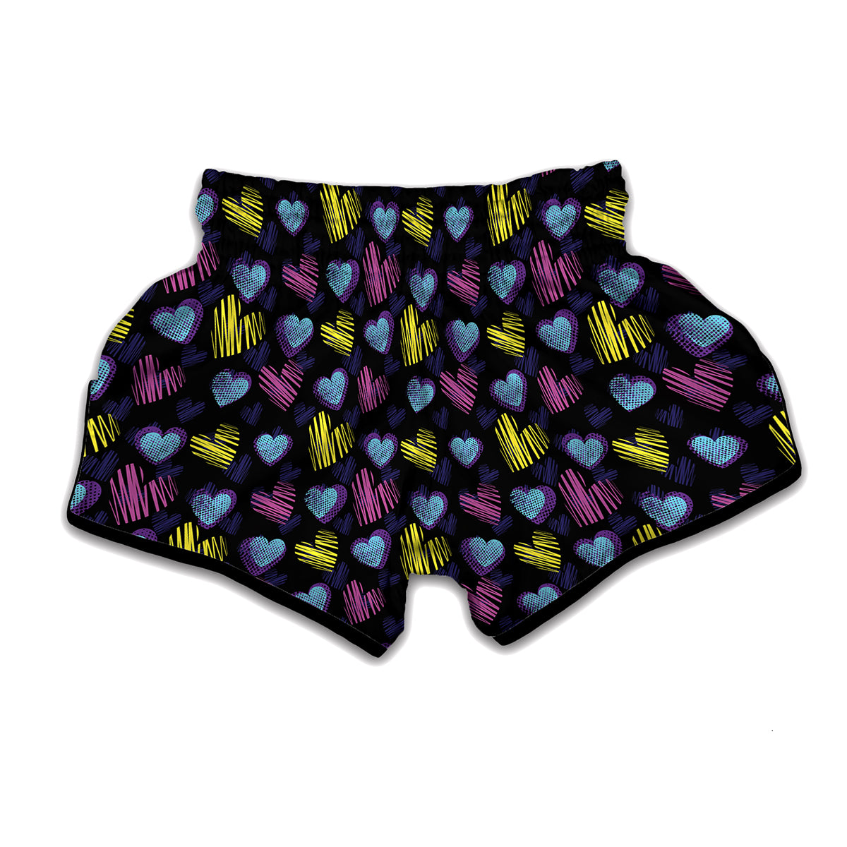 Graffiti Heart Pattern Print Muay Thai Boxing Shorts