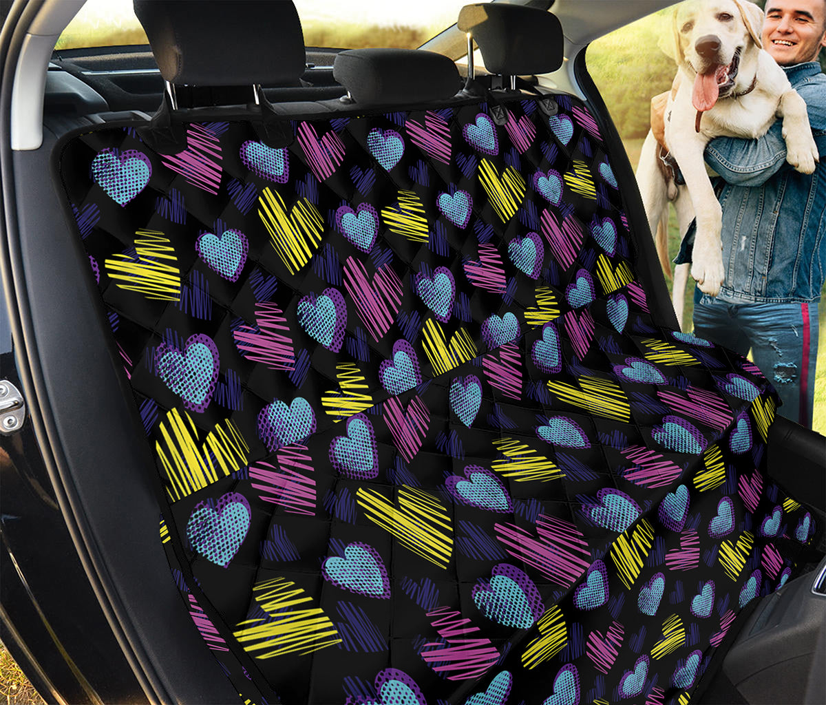 Graffiti Heart Pattern Print Pet Car Back Seat Cover