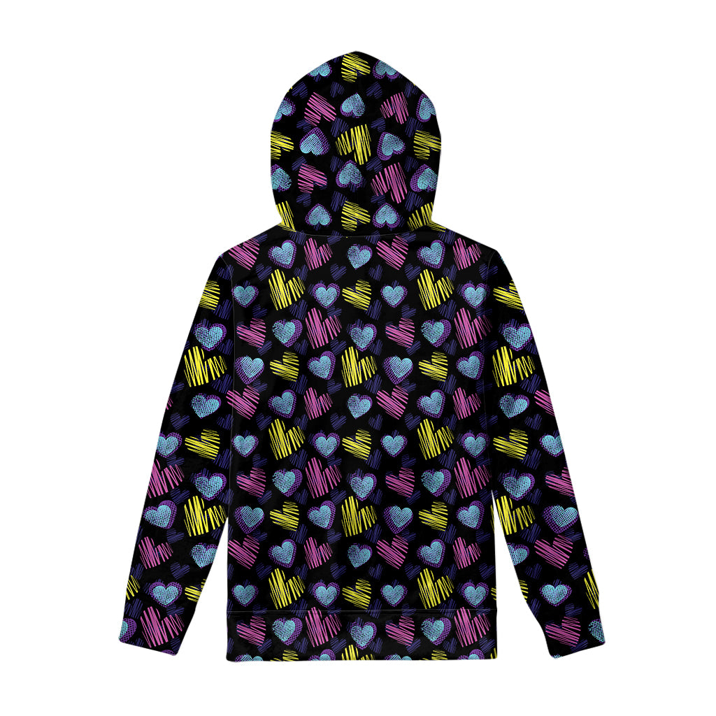 Graffiti Heart Pattern Print Pullover Hoodie