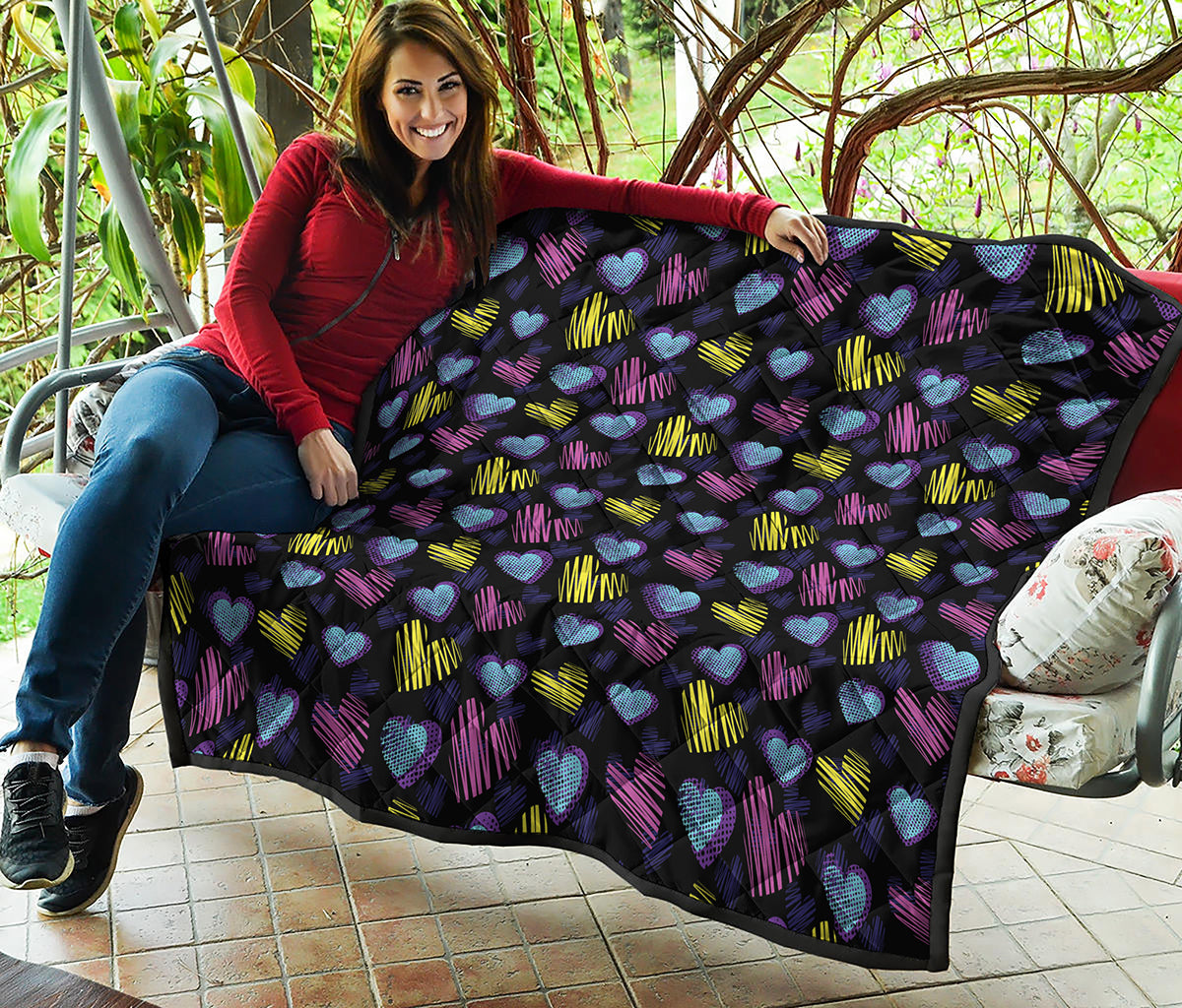 Graffiti Heart Pattern Print Quilt
