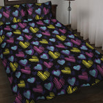 Graffiti Heart Pattern Print Quilt Bed Set
