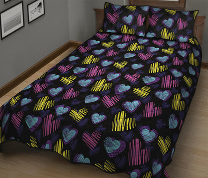 Graffiti Heart Pattern Print Quilt Bed Set