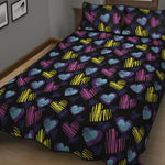 Graffiti Heart Pattern Print Quilt Bed Set