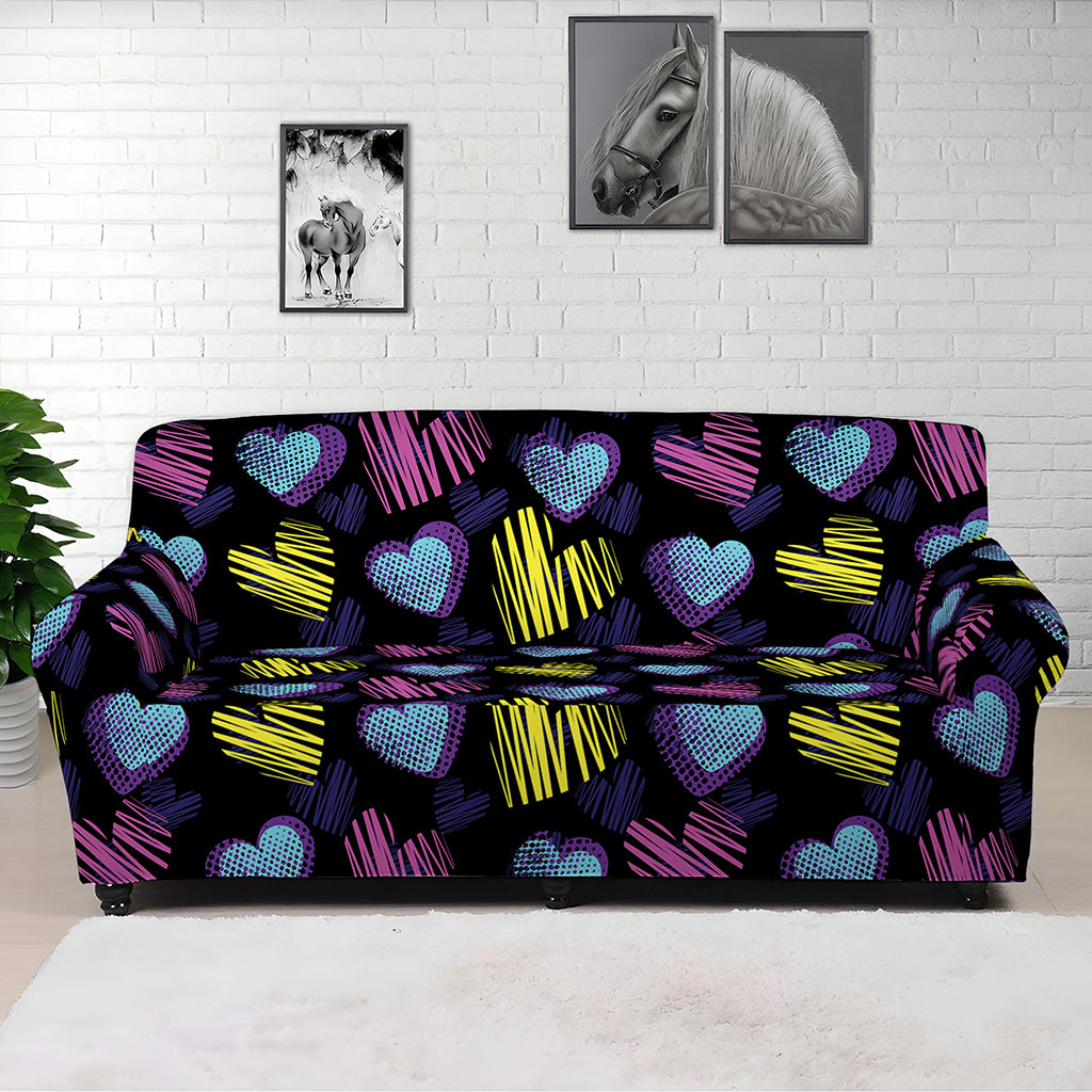 Graffiti Heart Pattern Print Sofa Cover