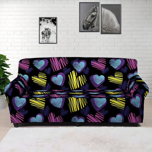 Graffiti Heart Pattern Print Sofa Cover