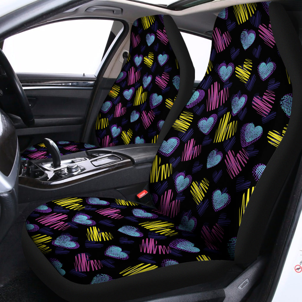 Graffiti Heart Pattern Print Universal Fit Car Seat Covers