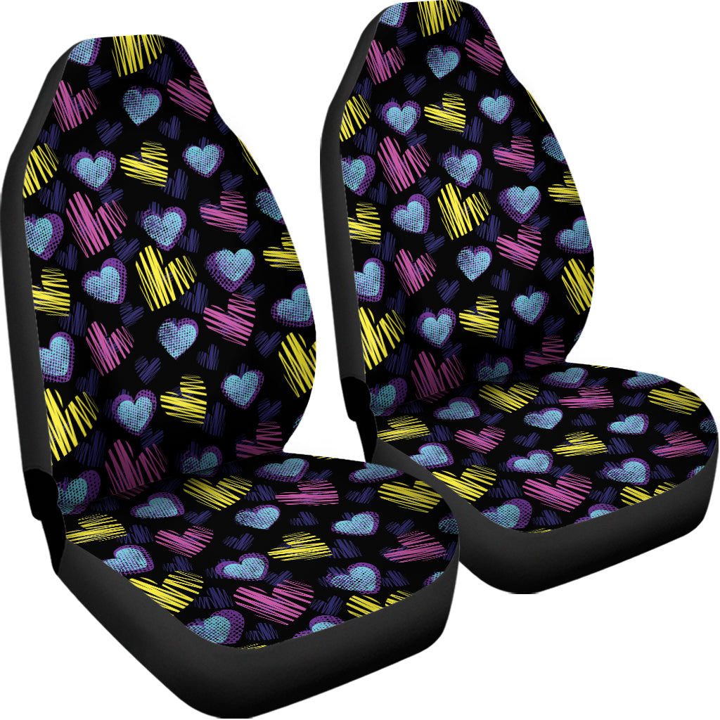 Graffiti Heart Pattern Print Universal Fit Car Seat Covers