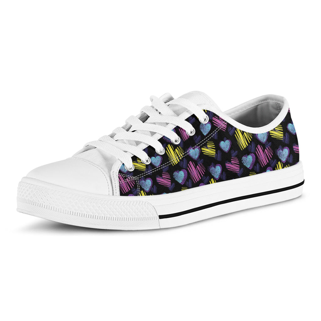 Graffiti Heart Pattern Print White Low Top Shoes