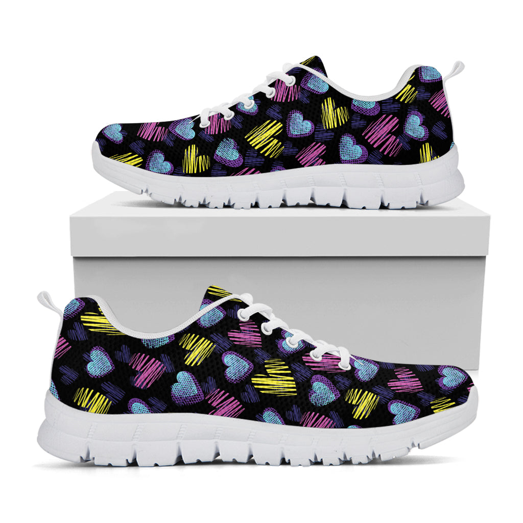 Graffiti Heart Pattern Print White Sneakers