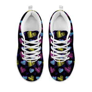 Graffiti Heart Pattern Print White Sneakers