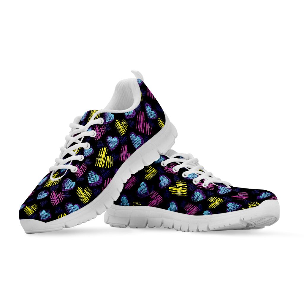 Graffiti Heart Pattern Print White Sneakers