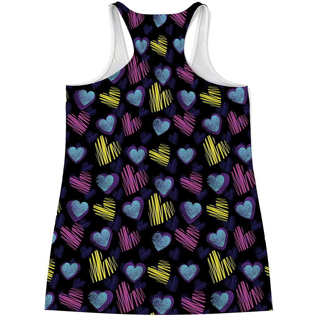 Graffiti Heart Pattern Print Women's Racerback Tank Top