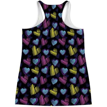 Graffiti Heart Pattern Print Women's Racerback Tank Top