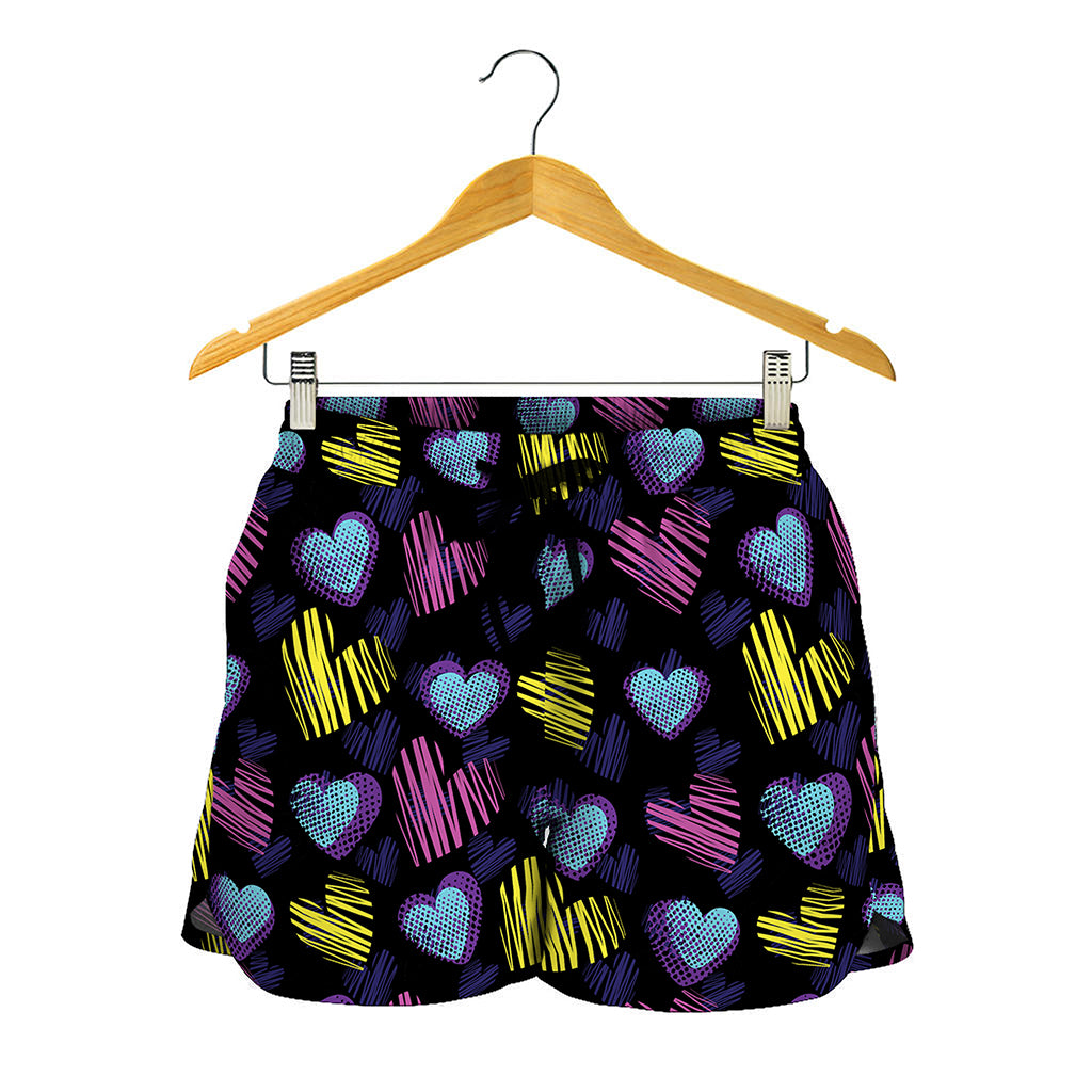 Graffiti Heart Pattern Print Women's Shorts