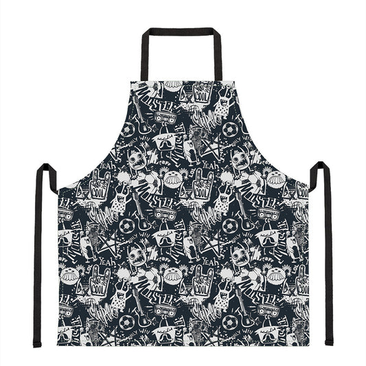 Graffiti Monster Characters Print Apron