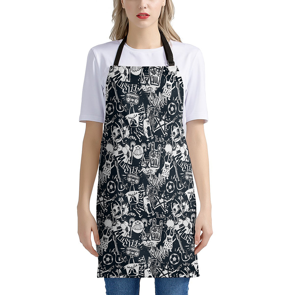 Graffiti Monster Characters Print Apron